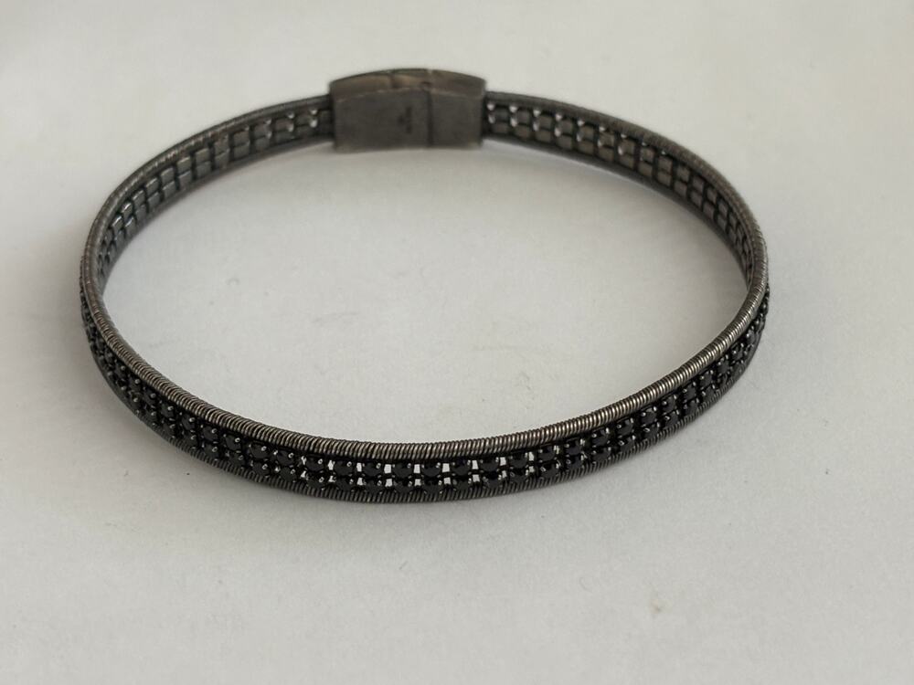 Tateossian London Bracelet Mens Black Sterling Silver Clasp